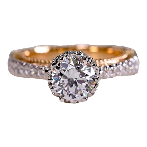 Rose Gold Red White Round Cubic Zirconia Embellished Solitaire Size 5 6 7 - Picture 5 of 13